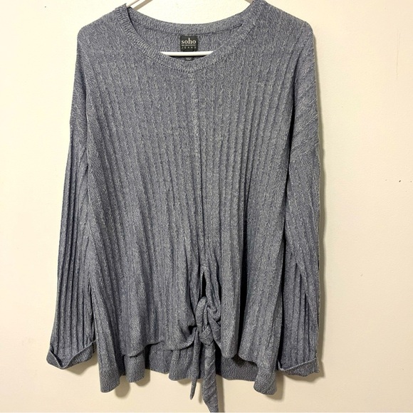 Soho New York & Company Relaxed Front Tie Sweater Top Size L - Picture 2 of 7